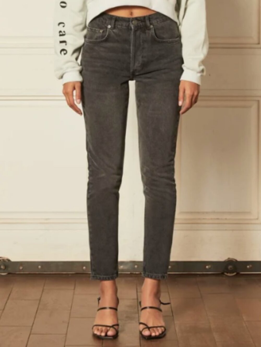 Boyish The Billy High-Rise Skinny Jeans in Space Odyssey Gray Faded Black